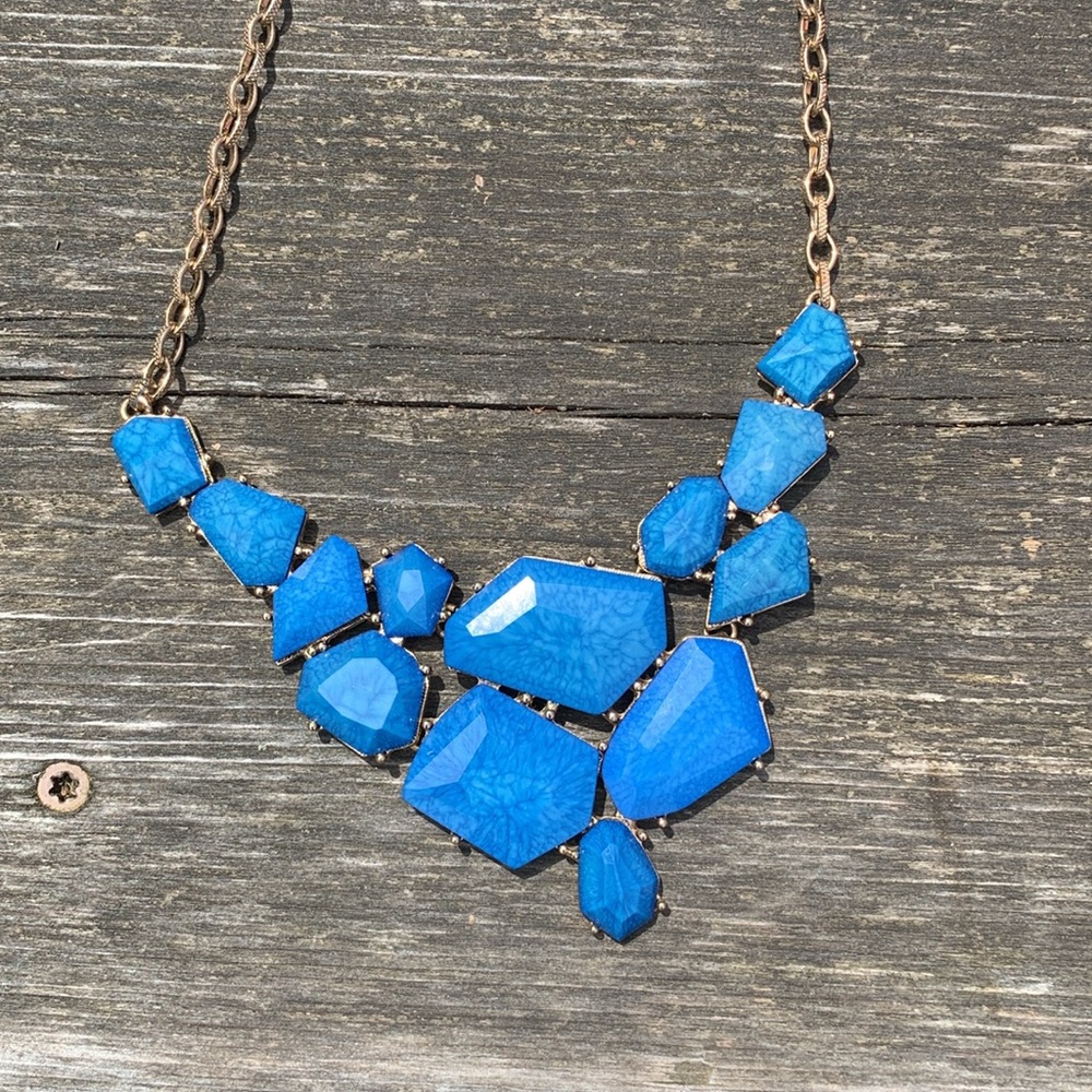 Forever21 Blue Cluster Statement Necklace